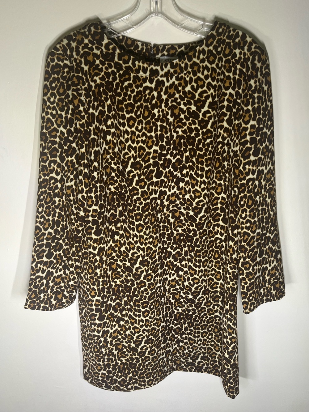 Women's J. Crew Black Brown Animal Print Shift Dress Size 6